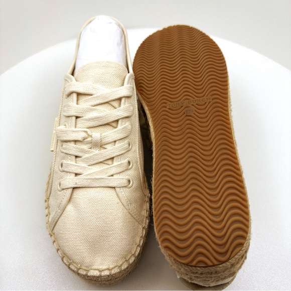 NWOB Tory Burch Seaside Oxford Espadrilles Shoes Vintage Cream Sz 7 - Picture 6 of 9